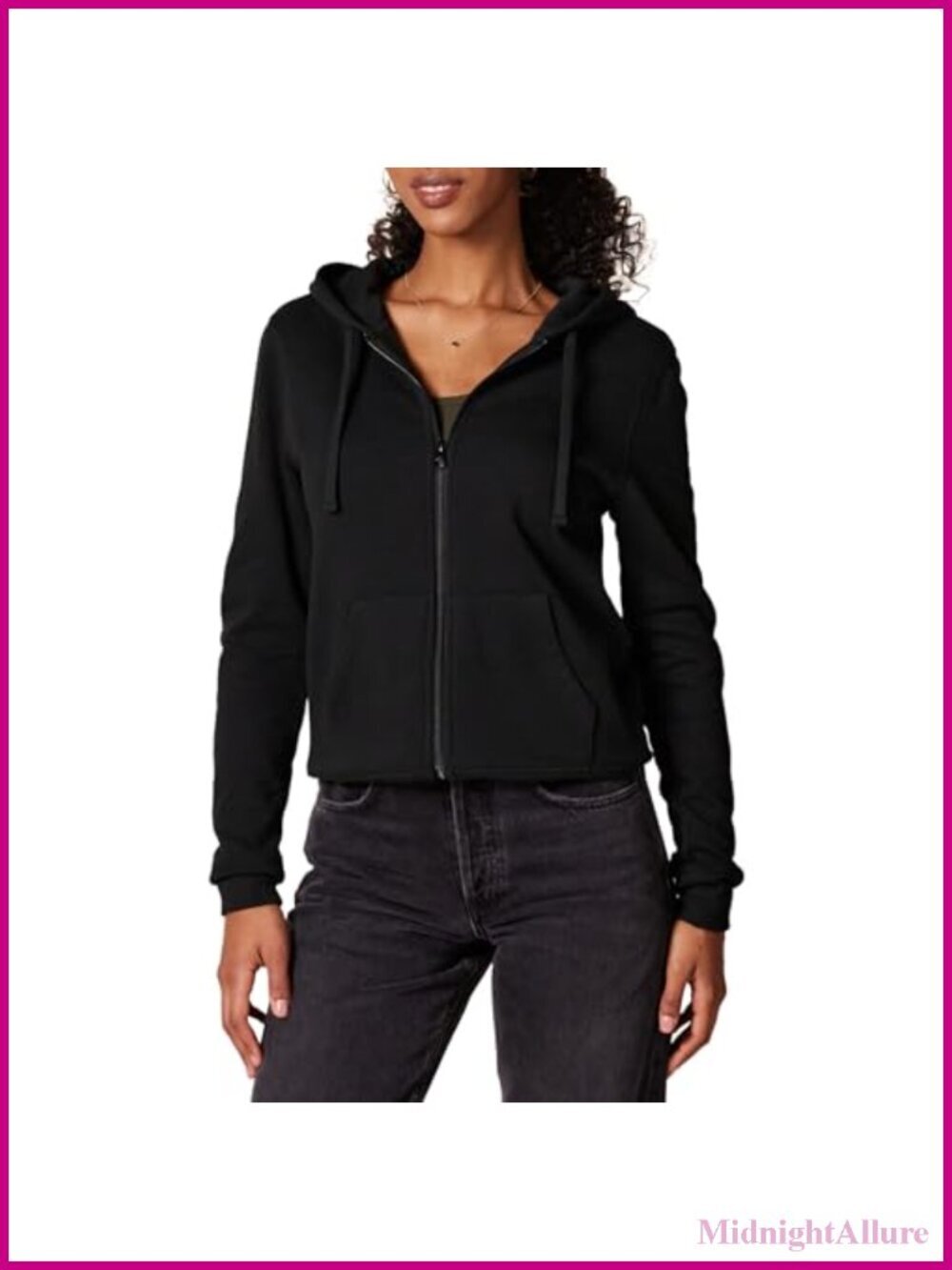 Women's Midweight Fleece Full-Zip Hoodie with Drawstring
